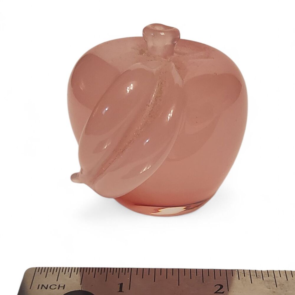 Vintage Archimede Seguso Pink Alabaster Murano Glass Apple Paperweight 2"